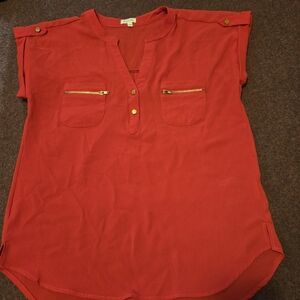 Lily White Top In Red With Brass Accents Sizs Large Unlined